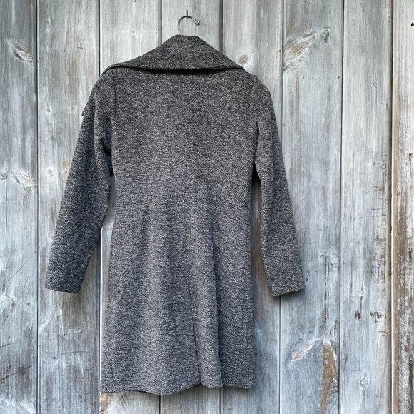 Cole Haan Wool Blend Gray Tweed Classic Lined Coat Womens 2 Pockets Funnel Neck - Picture 2 of 12